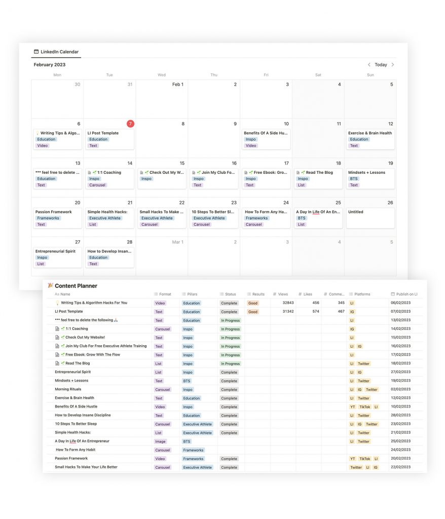 Notion LinkedIn Content Planner