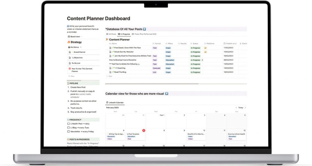 Notion LinkedIn Content Planner