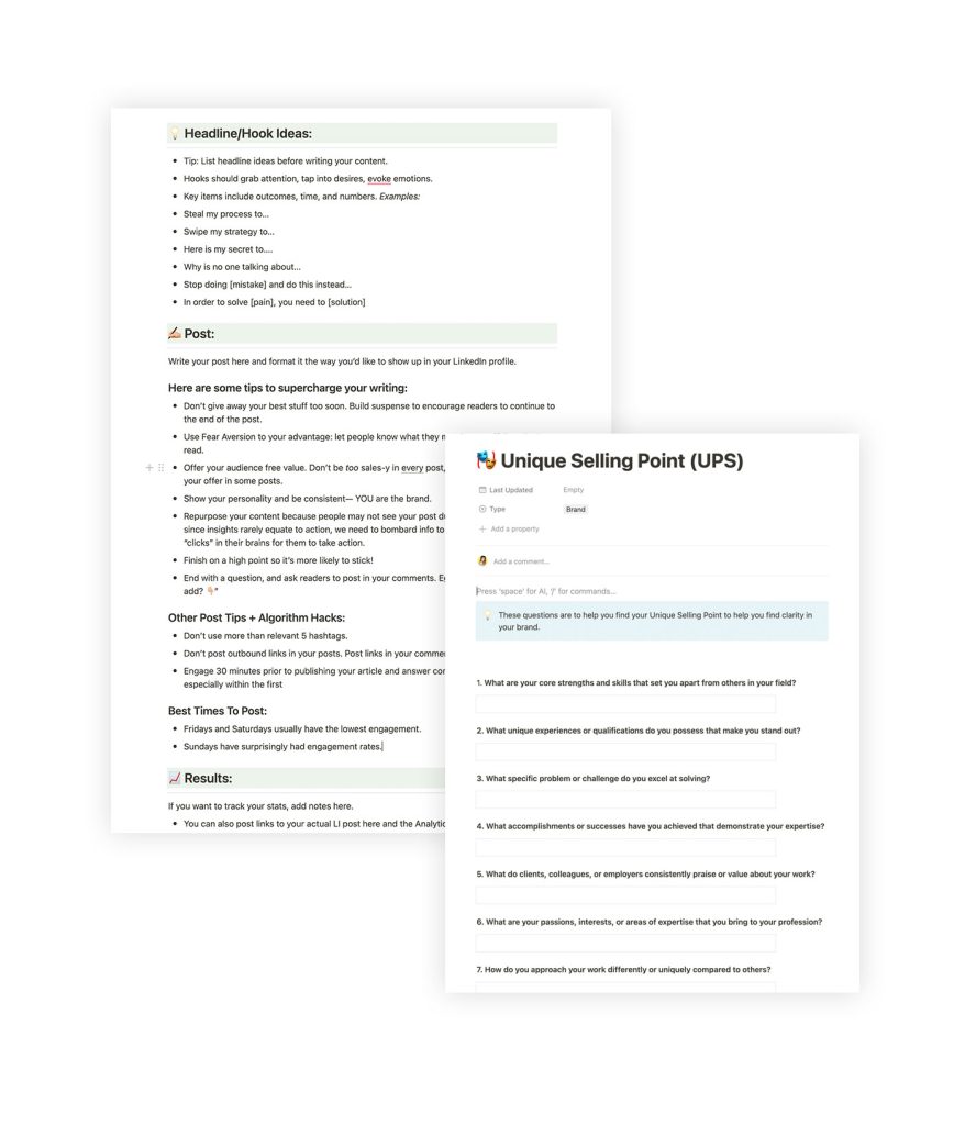 Notion LinkedIn Content Planner | Peak Performance Store | THE SMRT LIST